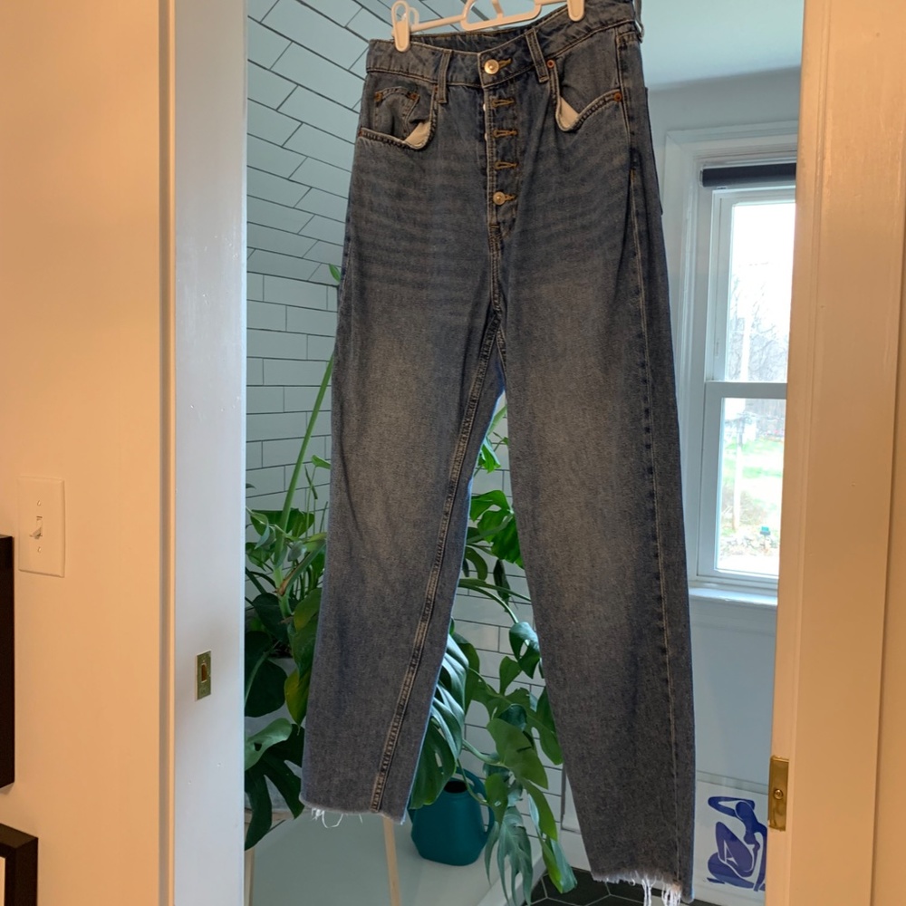 H&M jeans Button up Straight Leg Size 6 100% Cotton